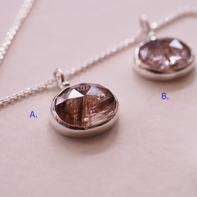 Rutile Quartz Sterling Silver Handmade Pendant Necklace - Necklaces - Crystal Gold