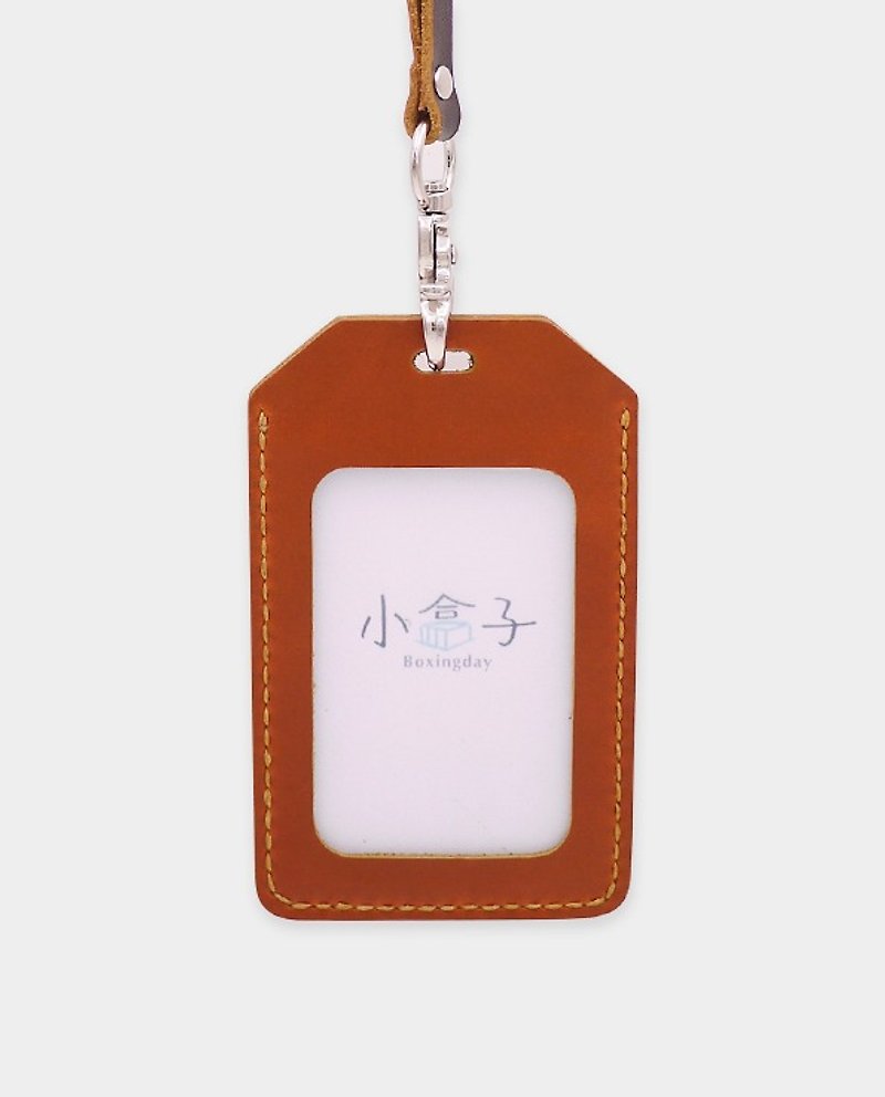 [Small box] Leather identification card/card holder_straight/Gogoro/ID Badge Holder/customized - ID & Badge Holders - Genuine Leather Brown