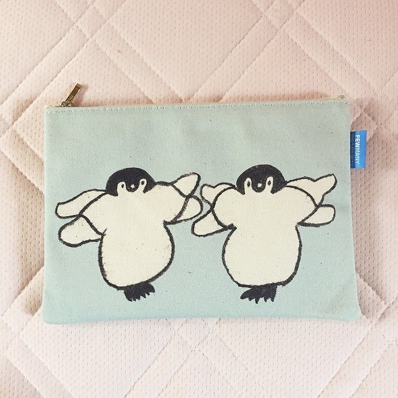 Flat pouch of birds that looks like fun - Toiletry Bags & Pouches - Cotton & Hemp Blue