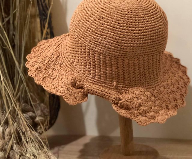 扇形の蝶の漁師の帽子 夏の日焼け止めの帽子 麦わら帽子 手作りのかぎ針編みの帽子 ショップ U Will 帽子 Pinkoi