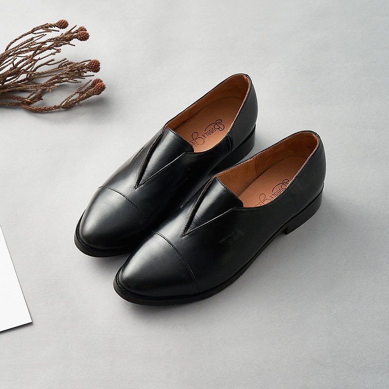 Rabbit Gentleman's Leather Shoes - Night Too Black - รองเท้าอ็อกฟอร์ดผู้หญิง - หนังแท้ สีดำ
