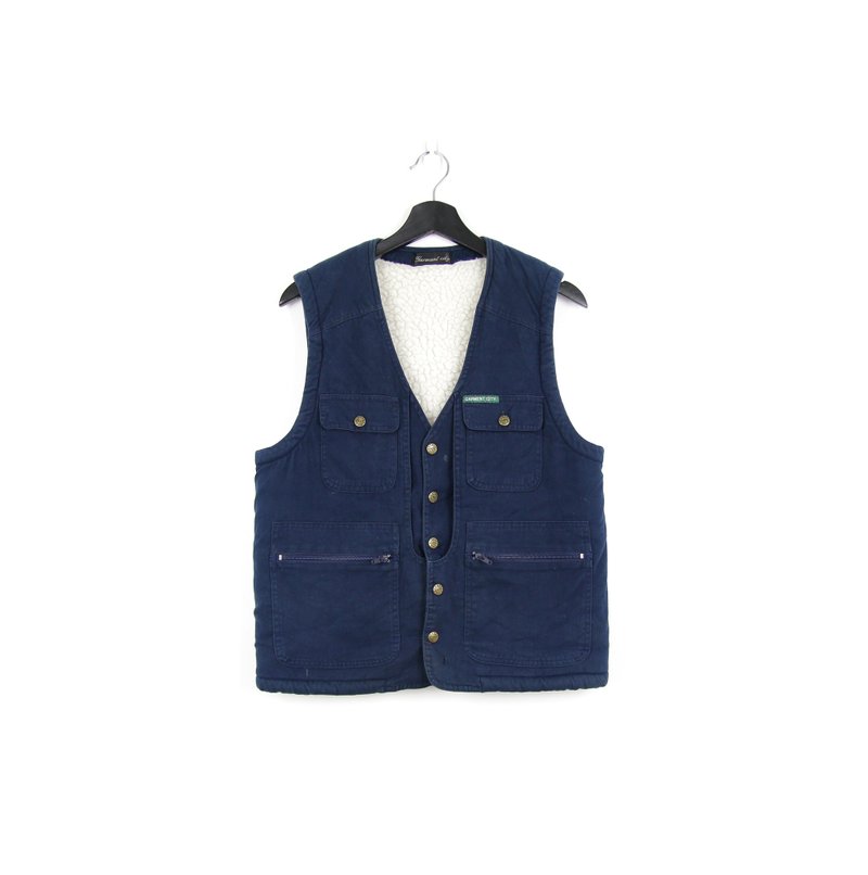 Back to Green 鋪棉漁夫背心 午夜藍//vintage vest - 男背心 - 棉．麻 