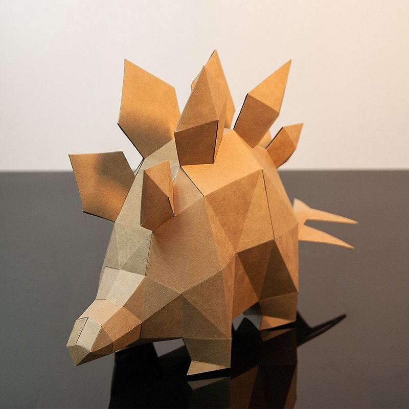 Ask Create DIY Hand-made 3D Paper Model-Prehistoric Stegosaurus (4 colors optional) - ตุ๊กตา - กระดาษ สีกากี