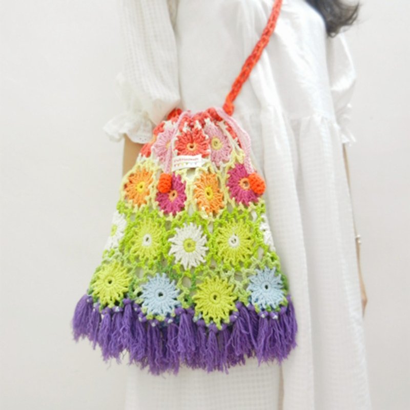 · Original Crochet head series Mobile Messenger bag - กระเป๋าแมสเซนเจอร์ - ผ้าฝ้าย/ผ้าลินิน สีแดง