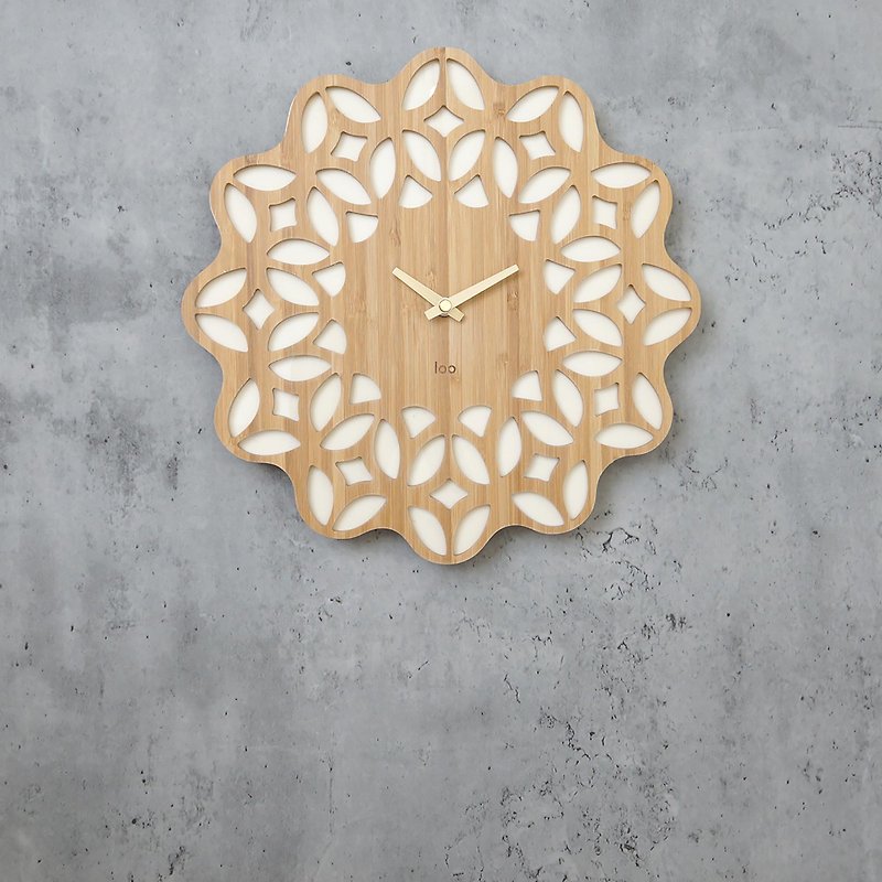 LOO Wall Clock | Retro 60s Beige - นาฬิกา - ไม้ไผ่ ขาว