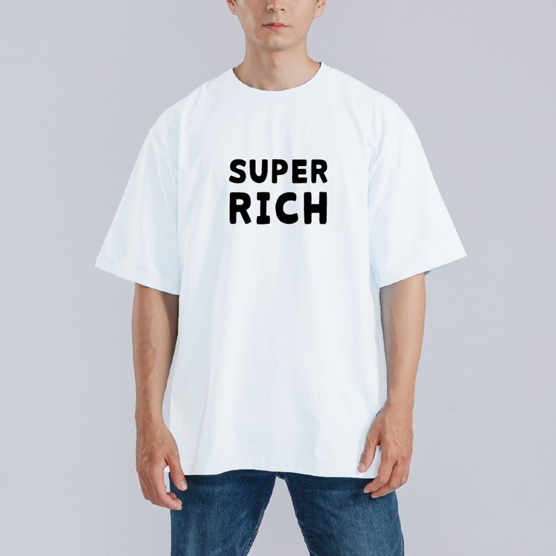 SUPER RICH 超有錢 衣服 落肩 寬版 T恤 涼感衣 排汗衣 白T - 男 T 恤 - 棉．麻 多色