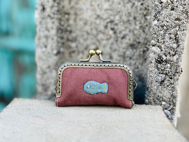 Coin Purse / Stamp Pouch - Fish Design - กระเป๋าใส่เหรียญ - ผ้าฝ้าย/ผ้าลินิน 