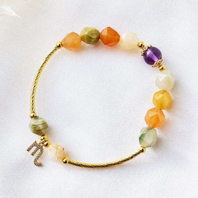 12 constellations (Scorpio) Fu Lu Shou crystal bracelet, lucky Stone- amethyst, bring positive energy - Bracelets - Gemstone Multicolor