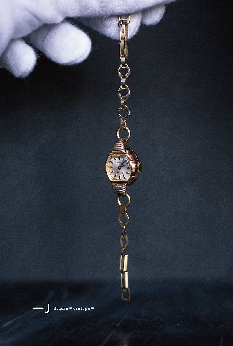 (Sold) MONTINE Swiss Cask Flower-shaped Case 17 Stone Movement Gold Bracelet Mechanical Watch - นาฬิกาผู้หญิง - โลหะ สีทอง