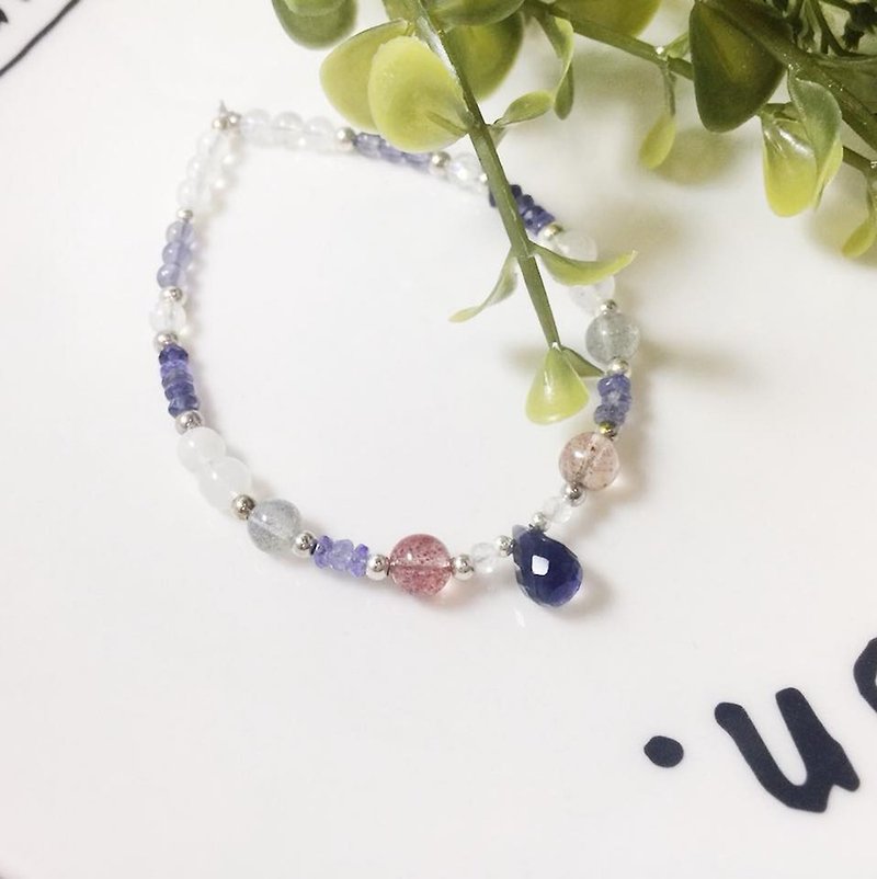 MH sterling silver natural stone custom series_深情_菫青石 - Bracelets - Gemstone Purple