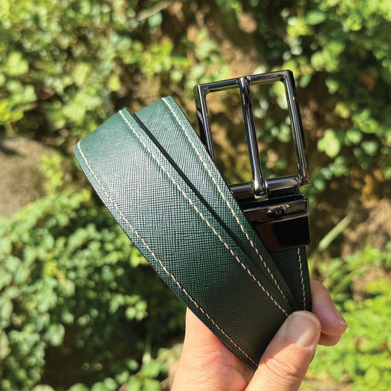 【雙面皮帶】十字紋牛皮系列/皮帶扣可旋轉/休閒/商務 - 皮帶/腰帶 - 真皮 多色