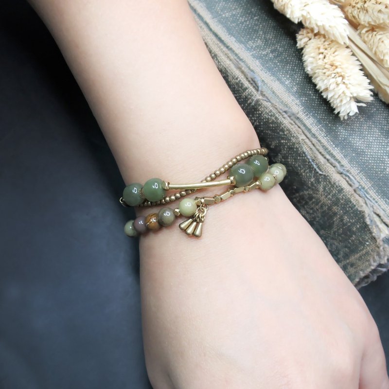 VIIART. Yuhuan. Qingshui Hetian Jade Bronze Bracelet | Limited Bracelet Natural Flawed Special Offer Leak - Bracelets - Gemstone Green