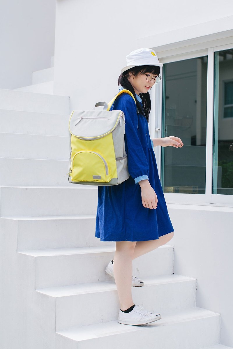 yellow laptop backpack,school backpack,large backpack - 背囊/背包 - 聚酯纖維 黃色