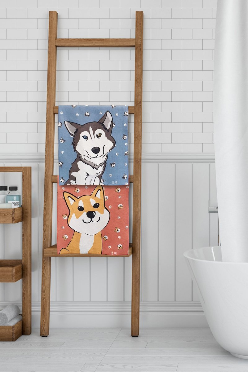 Homemade pet dog and cat pattern towel/square towel/sports towel with multiple patterns optional - Cleaning & Grooming - Cotton & Hemp Multicolor