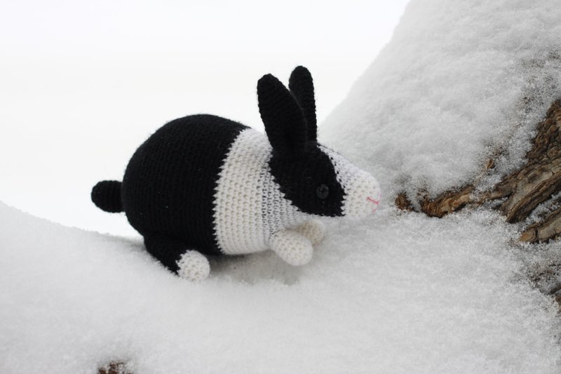 Black and white rabbit, Crochet rabbit, Crochet rabbit Stuffed toy, rabbit toy - Kids' Toys - Wool 