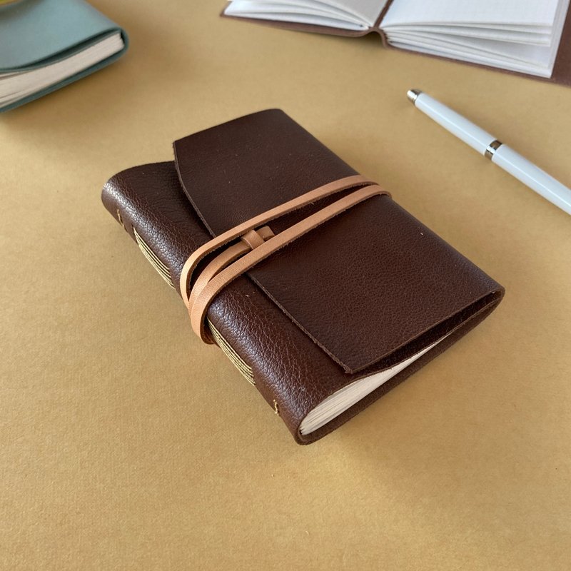 レザージャーナル　B7 こげ茶 - 筆記本/手帳 - 真皮 咖啡色