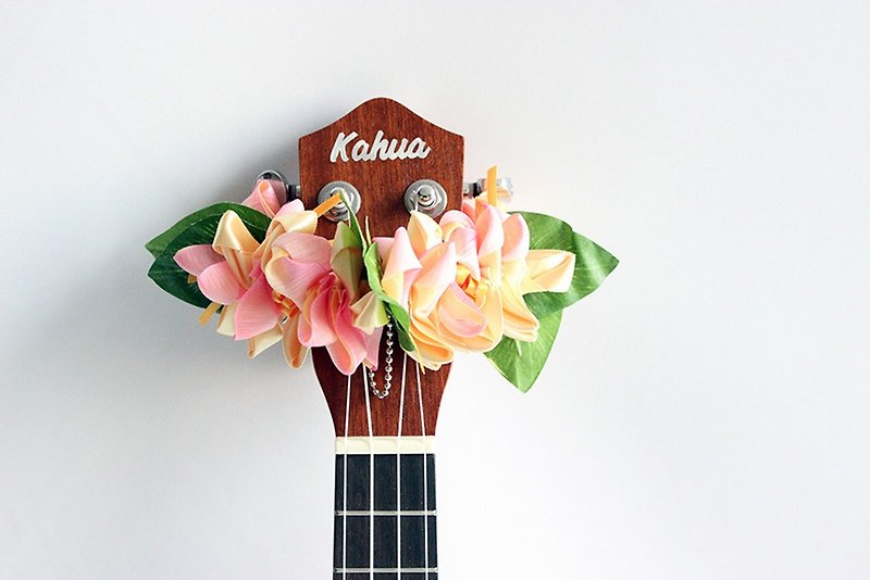ribbon lei for ukulele,yp crocus,ukulele strap,ukulele ribbon,uke,hawaiian lei - Guitar Accessories - Cotton & Hemp Pink