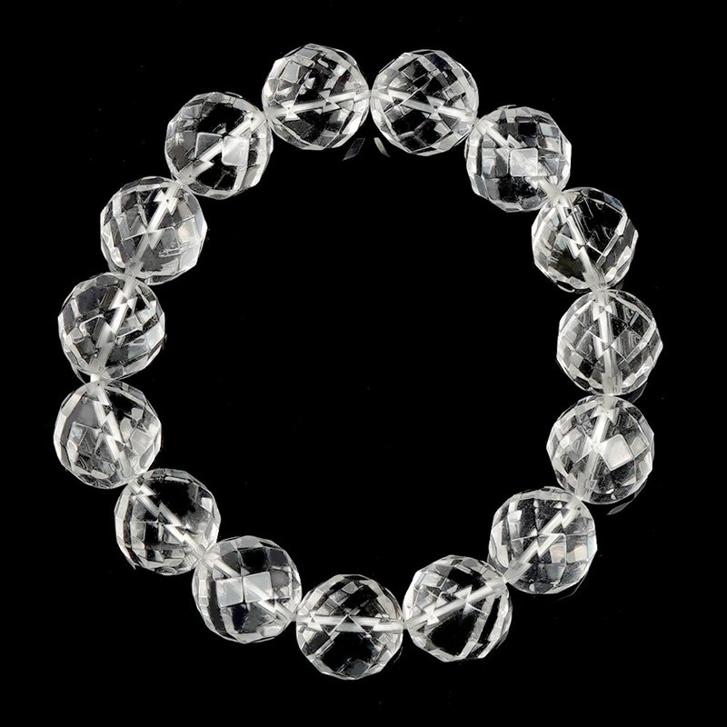 【正佳珠寶】白水晶 極品鑽切角度 14mm 白水晶手珠 - 手鍊/手環 - 半寶石 多色