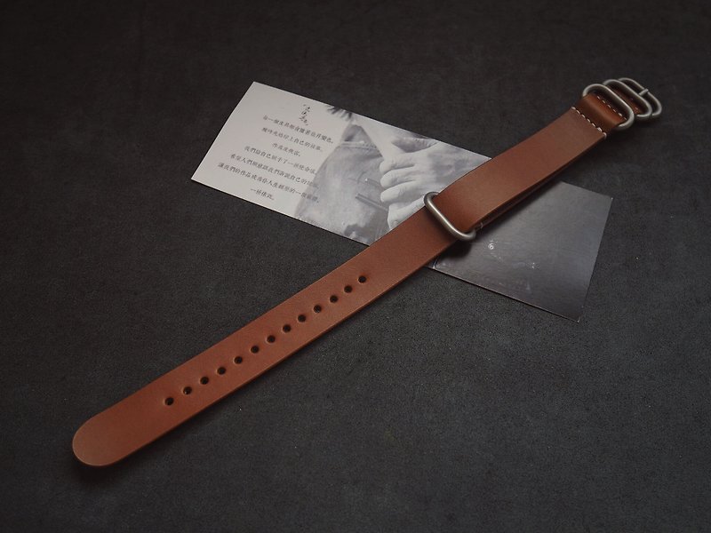 純粋な手作りの牛革イエローブラウン NATO ストラップサブマリーナーミリタリーウォッチ適用可能なカラースタイルはカスタマイズ可能で、彫刻可能 - 腕時計ベルト - 革 ブラウン