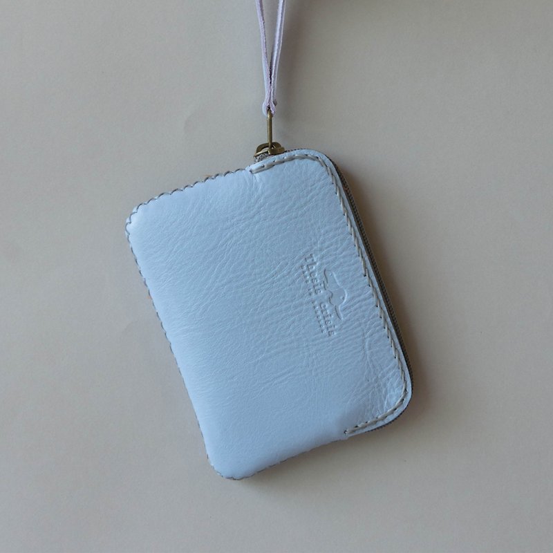 'TRIPLET MINI BAG' SMALL LEATER COIN PURSE - LIGHT BLUE - กระเป๋าใส่เหรียญ - หนังแท้ สีน้ำเงิน
