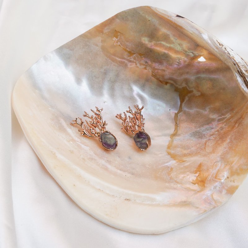Sea coral earrings - 耳環/耳夾 - 銅/黃銅 