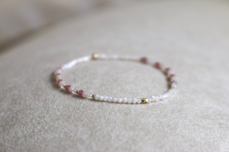 Bracelet Pink Opal Pink Tourmaline Elastic Cord - Sunshine - - Bracelets - Gemstone Pink