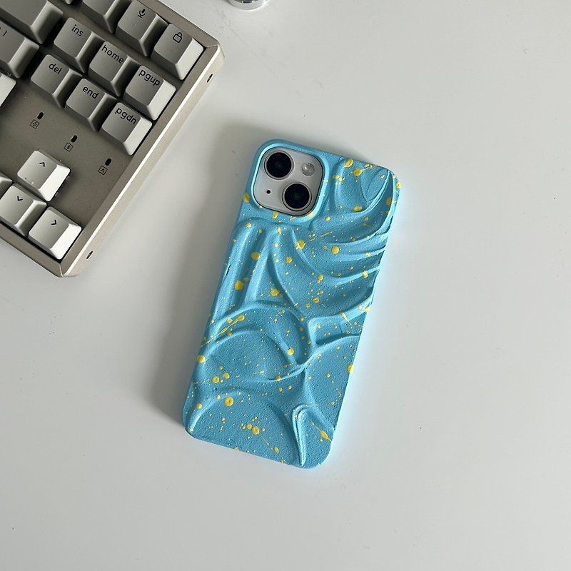 Each cloudy day_sky blue + yellow splashing - Phone Cases - Other Materials Blue