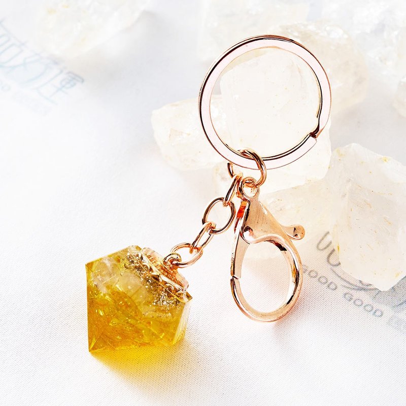 Aogang Energy Key Ring - Citrine + Citrine (including consecration)│Focus on your thoughts│Fortune luck - Keychains - Gemstone Yellow