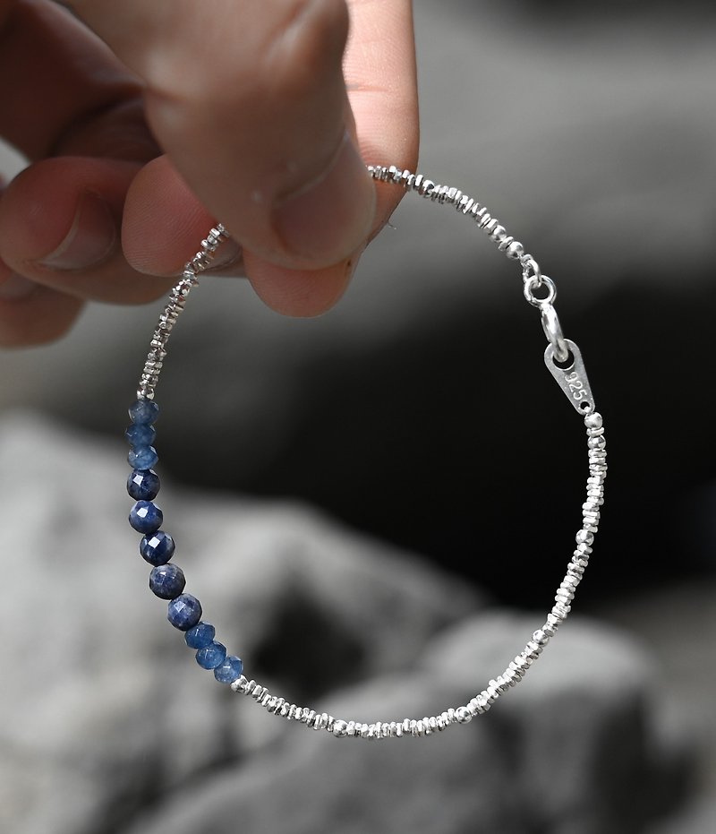 Uranus. Natural Sapphire 925 Sterling Silver Thin Bracelet Astrology Series Intuitive Insight - Bracelets - Gemstone Blue