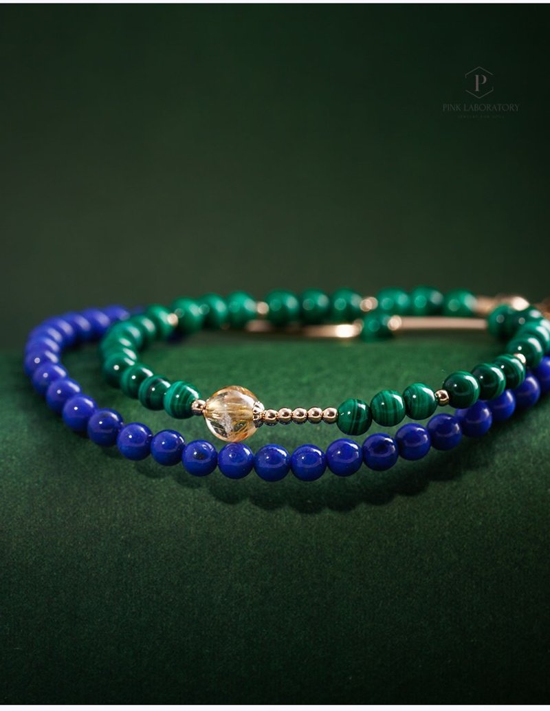 Malachite, Lapis Lazuli , 14K Gold Filled Findings Bracelet - สร้อยข้อมือ - คริสตัล หลากหลายสี