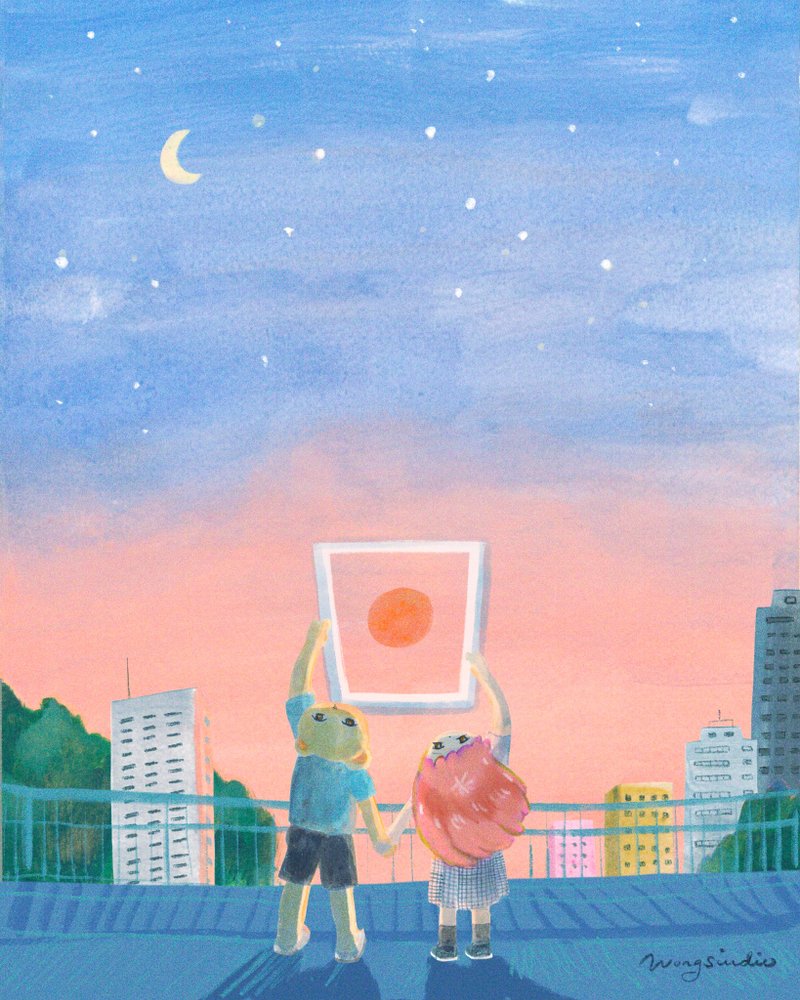 \ 我們的夕陽 / 明信片 - 卡片/明信片 - 紙 藍色