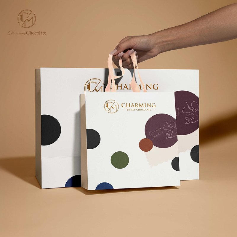 Charming Qiao Ming chocolate brand’s exclusive paper bag must-have two sizes for gift giving - Gift Wrapping & Boxes - Paper Brown