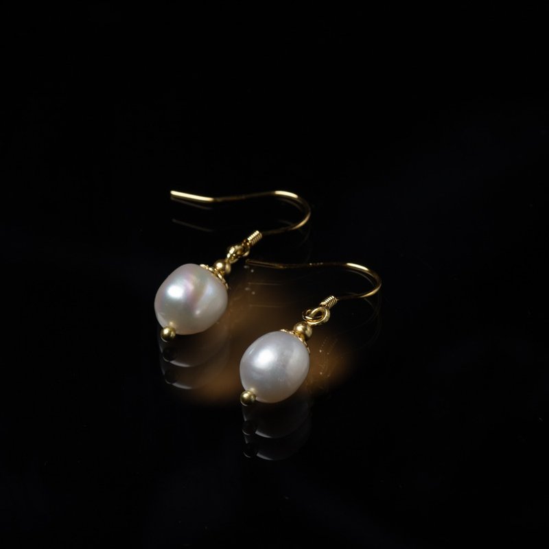 Little Elegant Series l Pearl Hook Earrings E0016 - Earrings & Clip-ons - Gemstone 