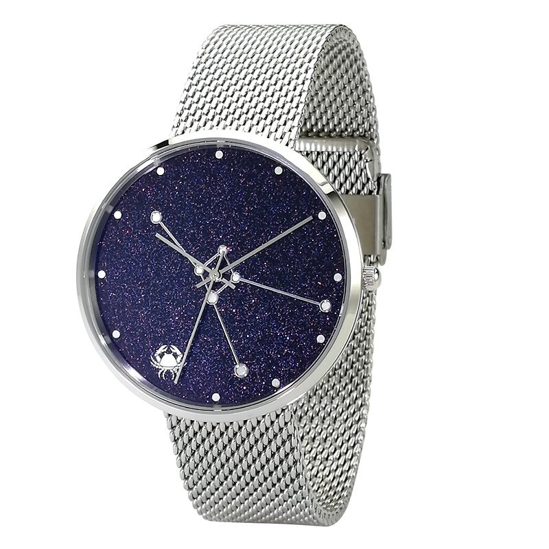 12 星座手錶 (巨蟹座) 夜光 全球免運 - 男裝錶/中性錶 - 不鏽鋼 藍色