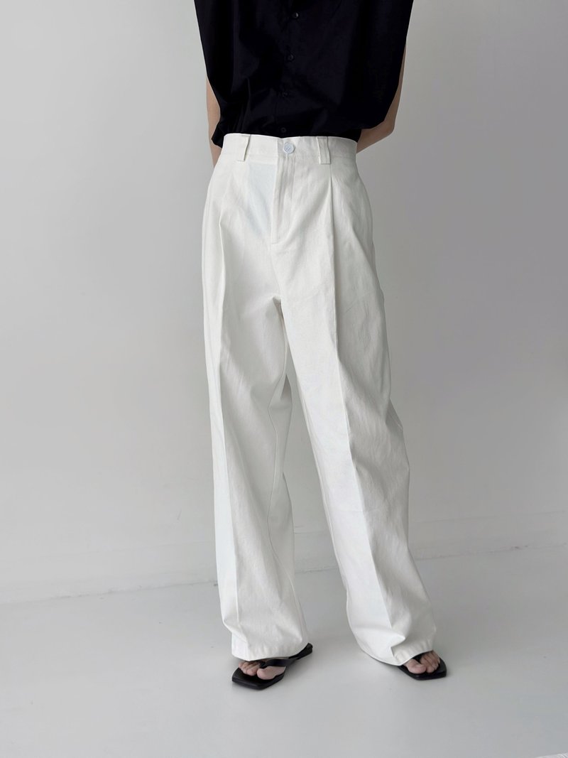 Minimalist, lazy and relaxed casual floor-length wide-leg pants - Men's Pants - Other Materials White