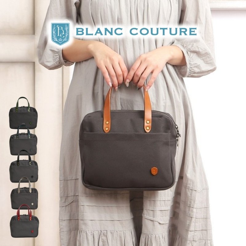 帆布手提包 炭灰色 × 真皮提把 - 手袋/手提包 - 棉．麻 黑色