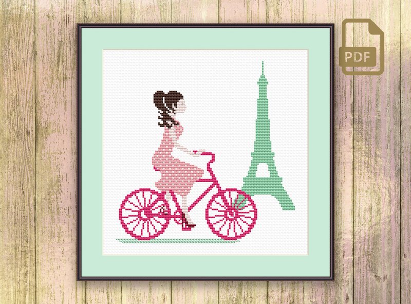 Paris Cross Stitch Pattern #oth004 - Knitting, Embroidery, Felted Wool & Sewing - Other Materials 