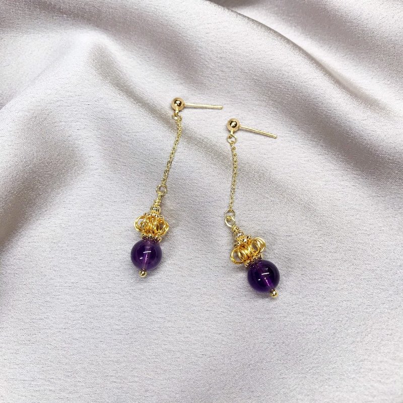 Crown Series││Amethyst Metal Braided Earrings Metal Wire Braided Customizable Clips - ต่างหู - ทองแดงทองเหลือง 