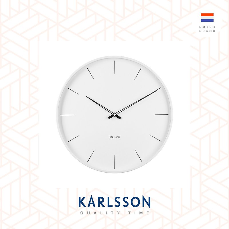 荷蘭 Karlsson, Wall clock 40cm Lure white 設計師掛鐘白色 - 時鐘/鬧鐘 - 其他金屬 白色