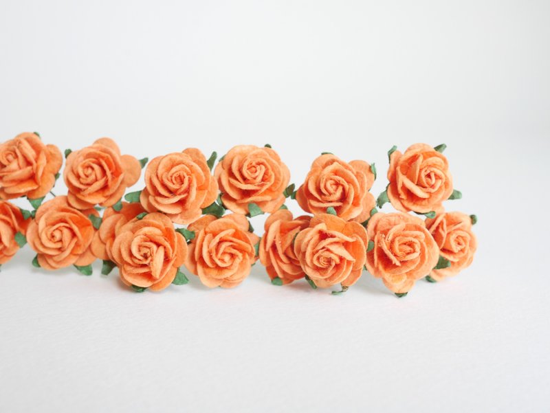 Paper Flower, 50 pcs., DIY handmade mulberry rose size 2.0 cm., orange color. - 其他 - 紙 橘色