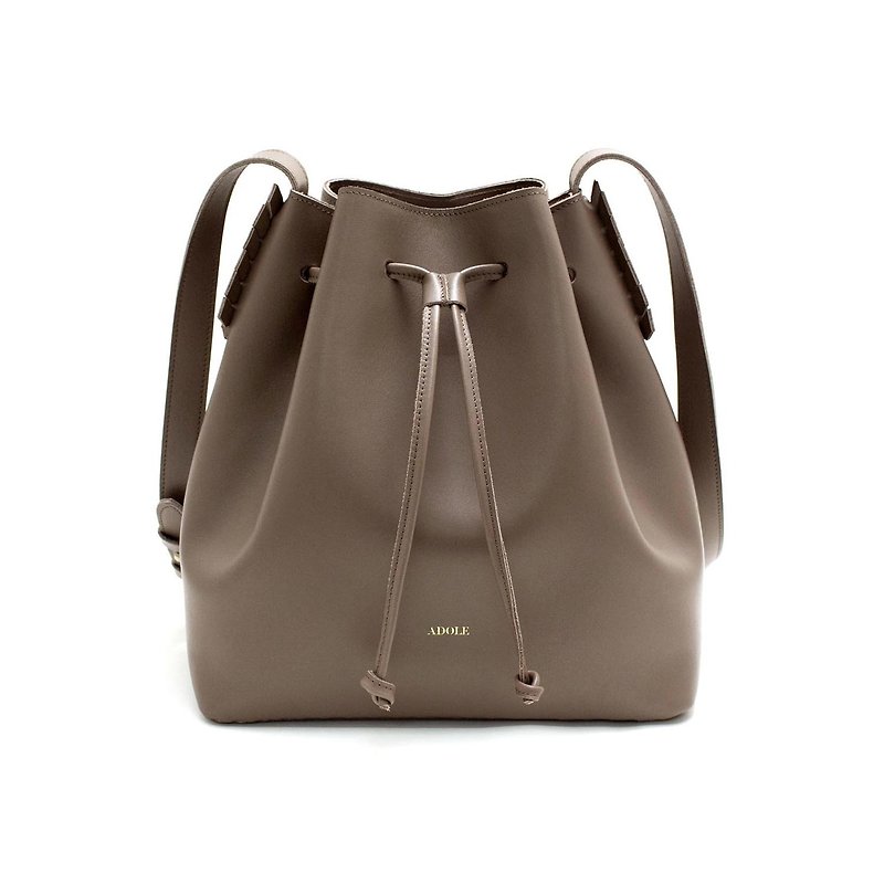 Laurel weave-leather bucket bag / mocha - Messenger Bags & Sling Bags - Genuine Leather 