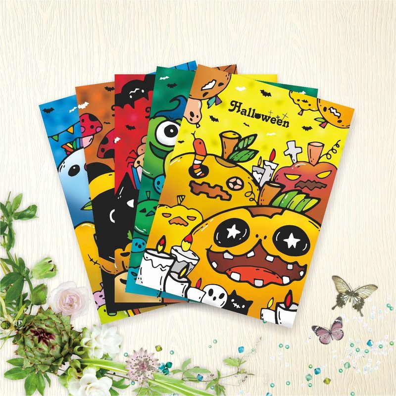 [Taiwan Design] Postcards - Halloween Party 2 - 1 each of 5 types - Cards & Postcards - Paper 