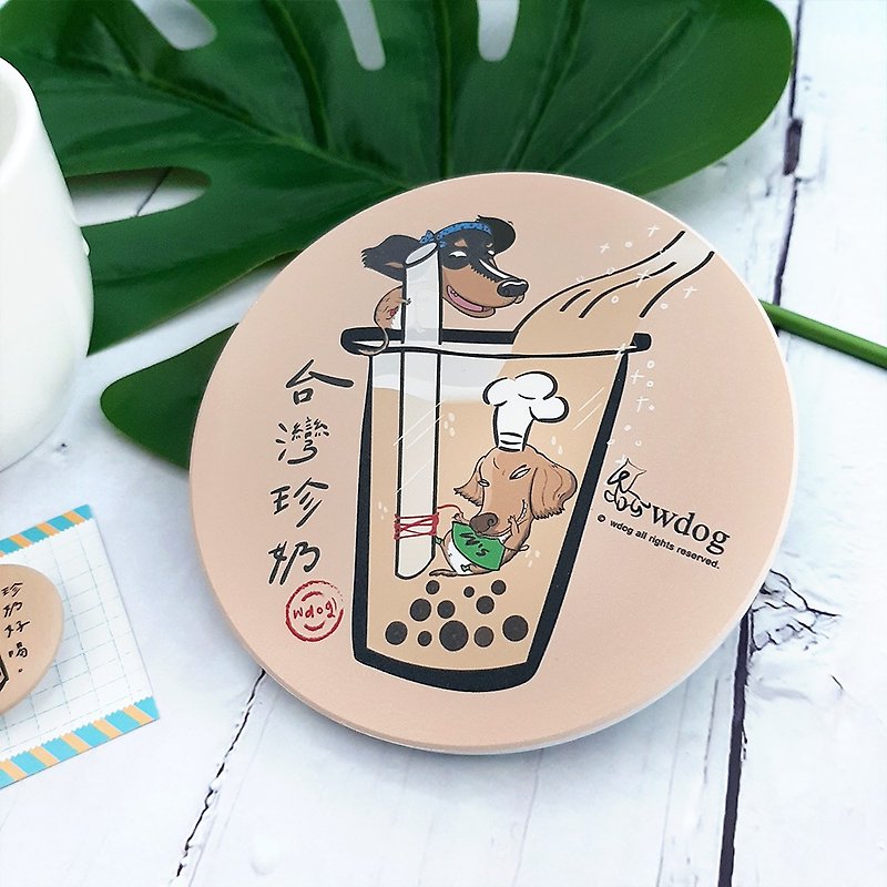 Ceramic Absorbent Coaster/Taiwan Zhen Milk (Milk Tea Brown) - Coasters - Pottery 