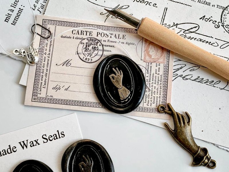 Premade wax seal / Sealing Wax stickers / wedding invitation stickers - 筆記本/手帳 - 蠟 黑色