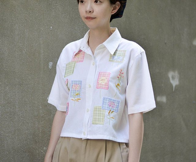 ShortE01 | リメイク ショート ヴィンテージ刺繍シャツ ShortE01 | リメイク ショート ヴィンテージ刺繍シャツ