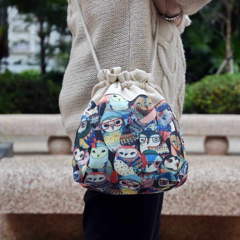 Silverbreeze ~ three-in-one shoulder / oblique / hand-held bunched bucket bag ~ color owl (A34) - กระเป๋าแมสเซนเจอร์ - กระดาษ หลากหลายสี