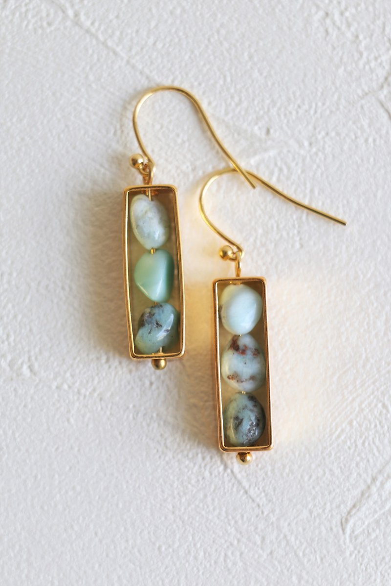 Larimar dangle earrings - 18k gold plated earrings - Geometric earrings - Earrings & Clip-ons - Gemstone Blue