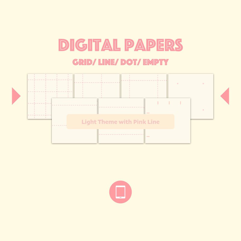 Digital Papers: Light Theme with Pink Line - ดิจิทัลแพลนเนอร์ - วัสดุอื่นๆ 