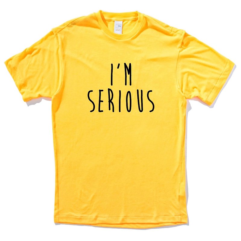 I'M SERIOUS yellow t shirt - เสื้อยืดผู้ชาย - ผ้าฝ้าย/ผ้าลินิน สีเหลือง