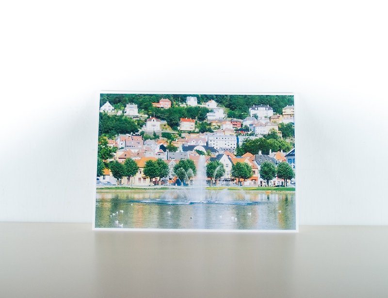 Photographic Postcard: View towards the mountain, Lille Lungegårdsvannet, Bergen - Cards & Postcards - Paper Multicolor